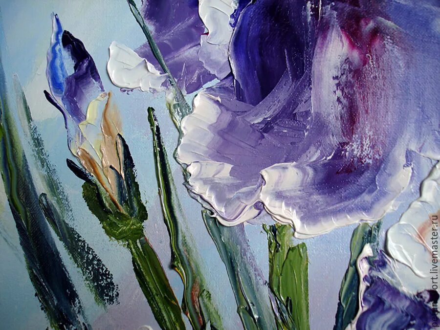 Масляная техника. Альбини Леблан картины мастихином. Живопись акрилом. Цветы маслом.