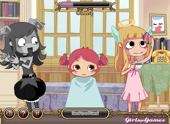 Две сестер игры игры. Девилиш Хаирдрессер. Игры для девочек devilish hairdresser. Игра ангел и демон парикмахер. Игра Дьявольская парикмахерская.