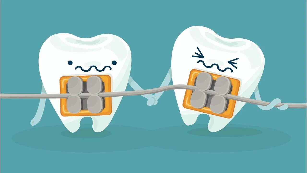 Two tooths. Ортодонтия в стоматологии. Брекеты рисунок. Зубы мультяшные.