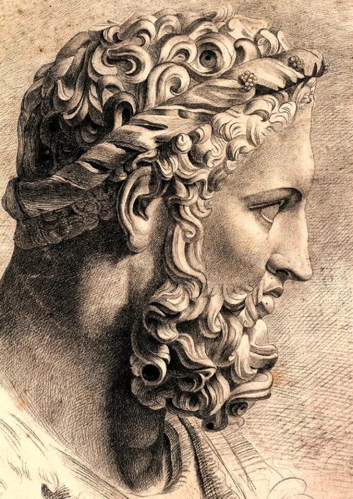 Голова на греческом. Дионис Академический рисунок. Зевс голова древняя Греция. Античные скульптуры эскиз. Портрет в античном стиле.