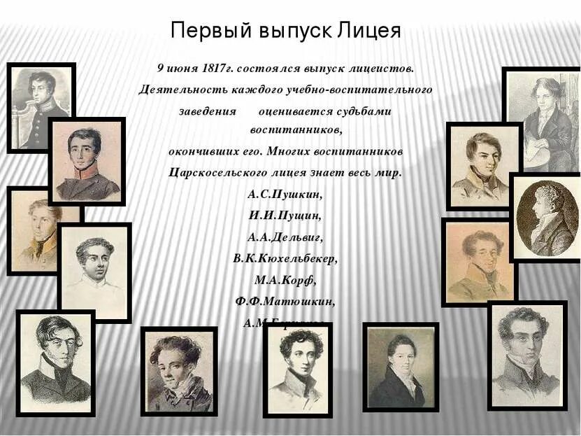 Сколько было лицеистов. Первый выпуск Царскосельского лицея 1817. Первые выпускники Царскосельского лицея. Известные лицеисты. Выпускники Царскосельского лицея известные.