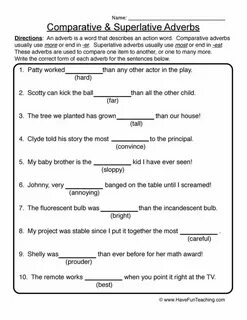 Comparative and superlative adverbs exercises
