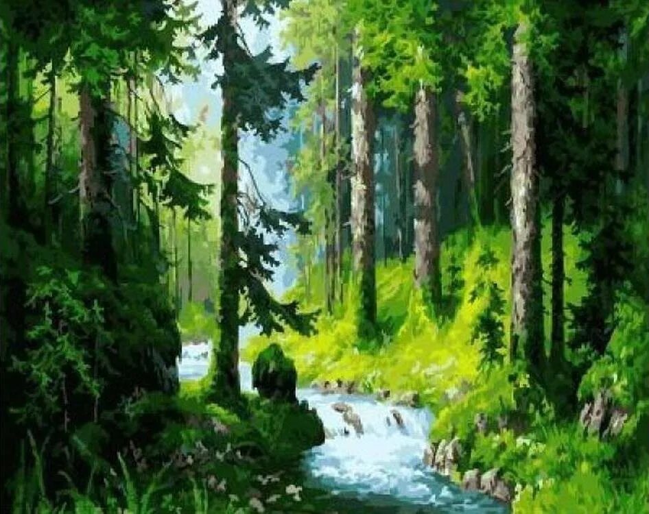 Лесной ручей 2. Лес и ручей Ушинский. Картина по номерам Лесной ручей. Картина ручей в лесу. Лесной ручей картина.