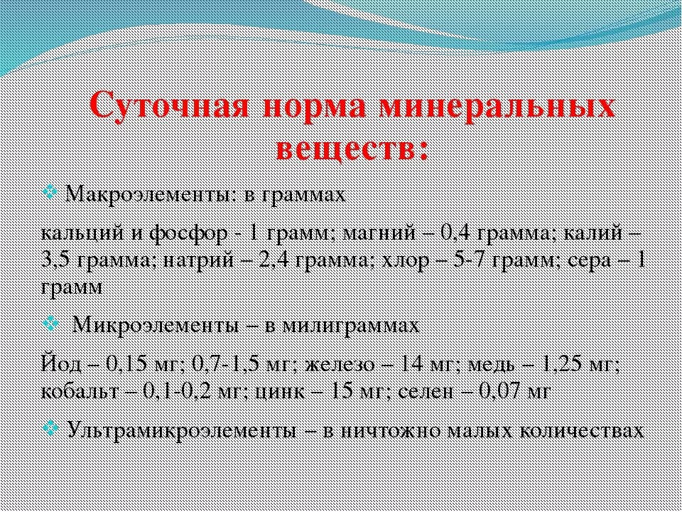 Суточная потребность в хроме. Нормы потребления Минеральных веществ в сутки. Суточная потребность Минеральных веществ. Норма Минеральных веществ в сутки. Суточная дозировка магния