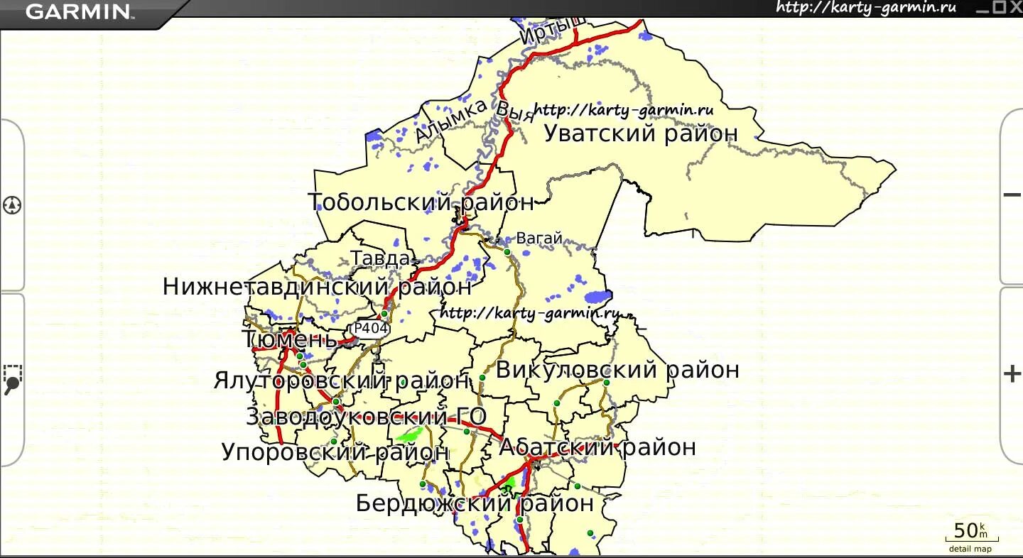 Карта автодорог тюменской области подробная