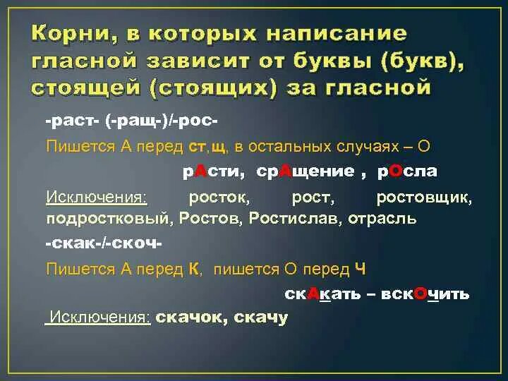 Написание гласной в корне зависит от последующей буквы. Написание гласных зависящее от буквы следующей за гласной. Корни с чередованием зависящие от букву и. Правописание гласных зависит в корне зависит от согласной в корне. От чего зависит корень раст рос