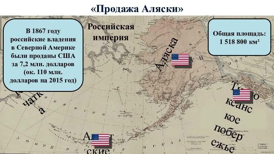 Что будет за продажу карты. 1867 – Россия продала Аляску США. 18 Октября 1867 года Аляска передана США.