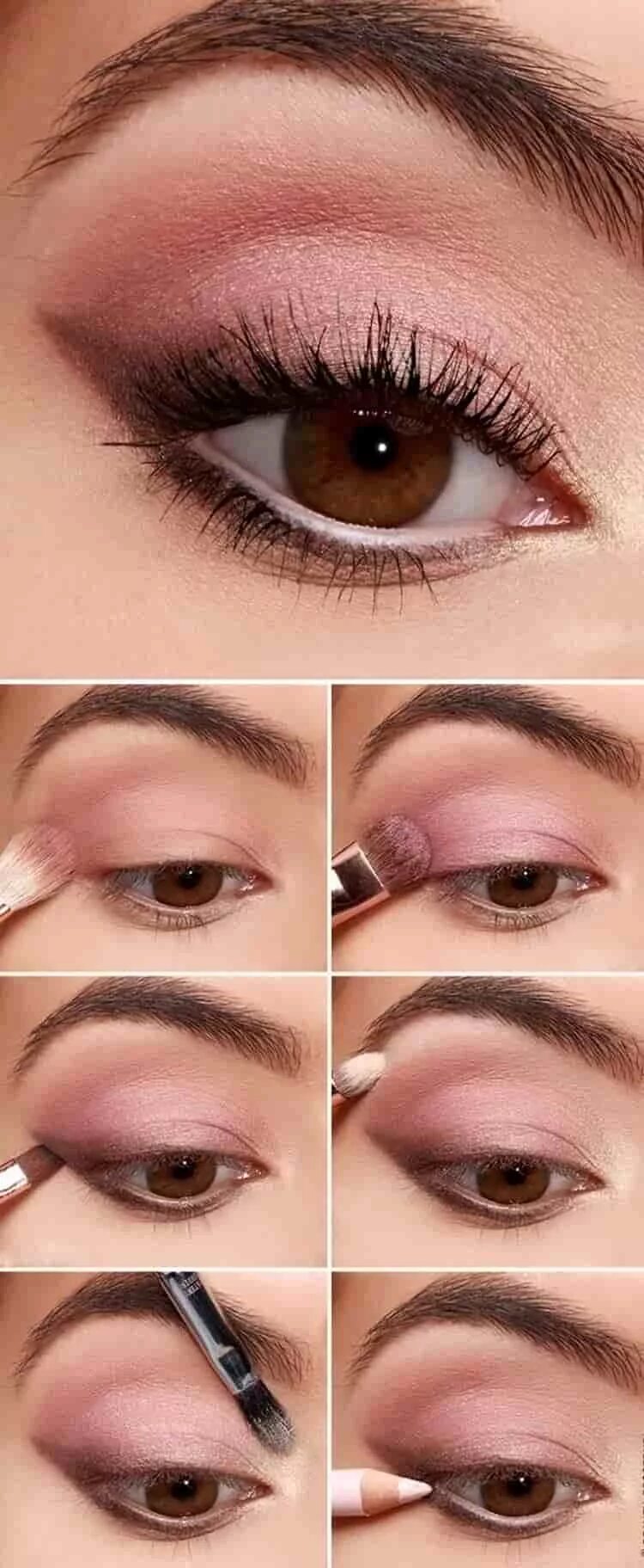 Легкий и простой макияж. Smokey eyes для карих глаз пошаговое. смоки айс макияж для карих глаз дневной. спеияж для карих ноаз аршаново. пошаговый макияж глаз.