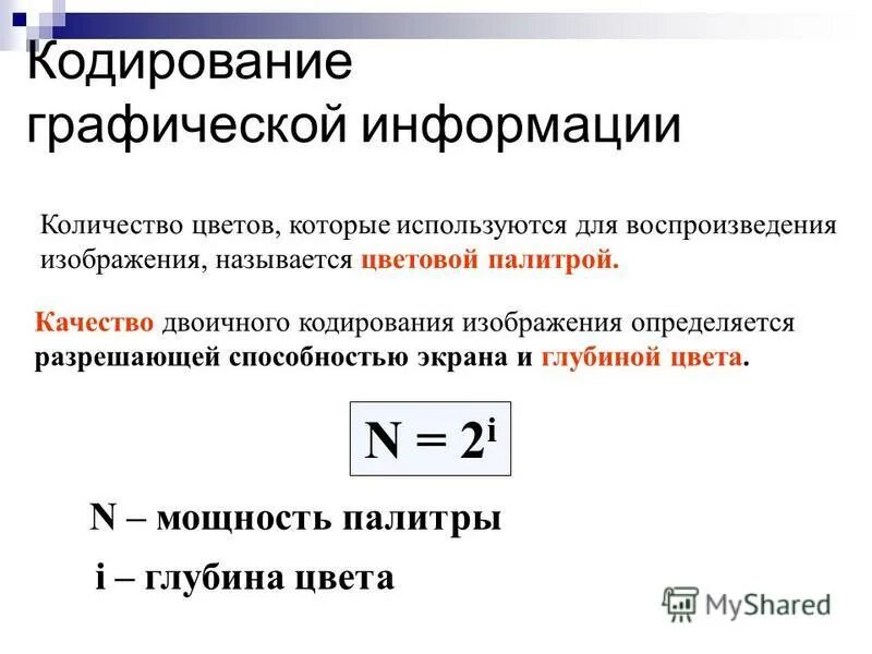 Кодирование информации формулы. Кодирование графической информации формулы. Кодирование информации в информатике 10 класс формулы. Кодирование графической информации формула объема. Кодирование графического изображения.