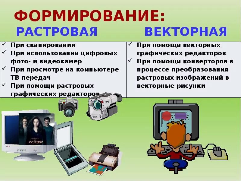 В каких областях используется векторная графика. Растровые и векторные редакторы. графические редакторы растровой графики и векторной графики. презентация на тему растровая графика.