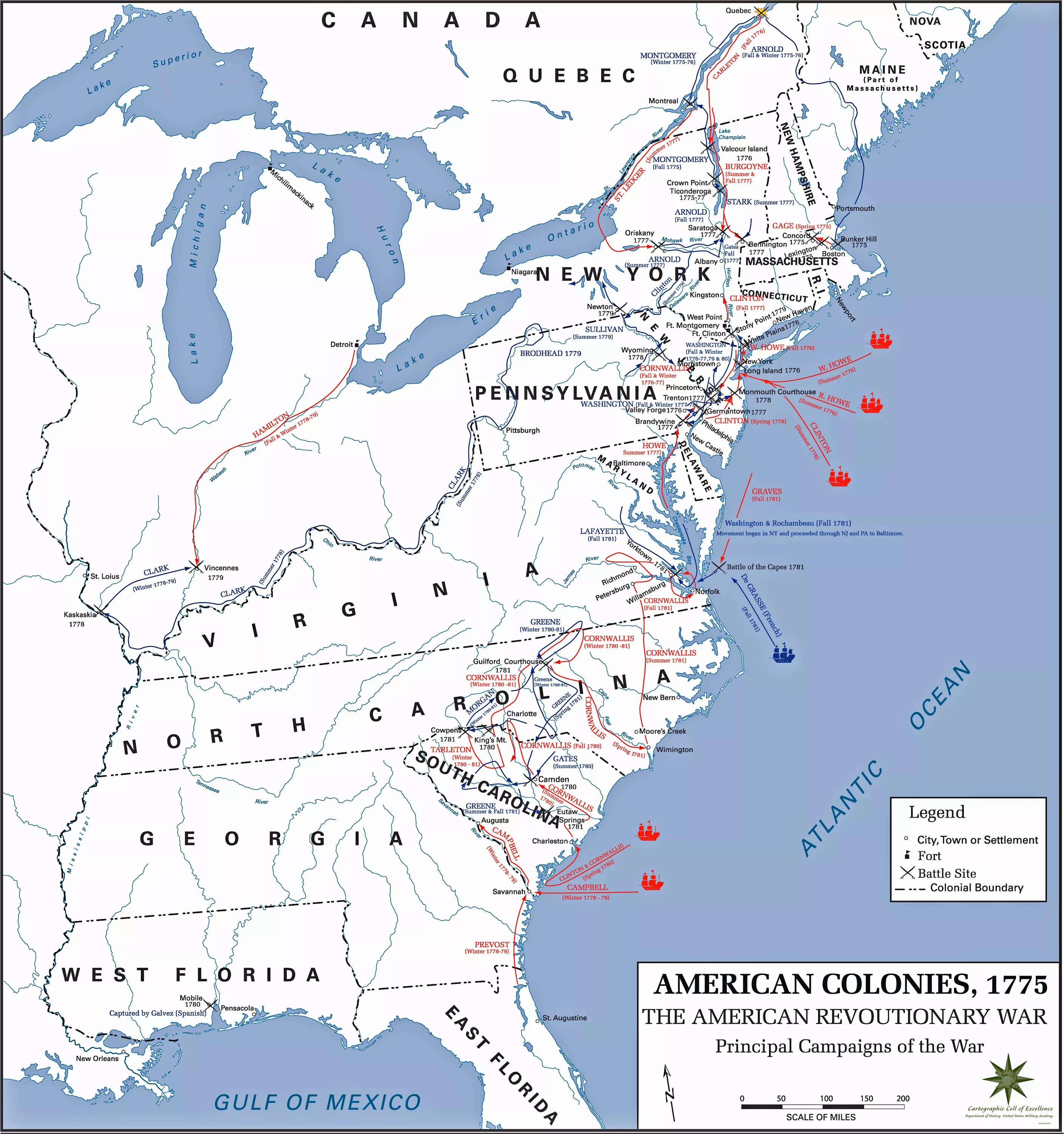 Во время войны британских колоний в америке. США В 1776 году карта.