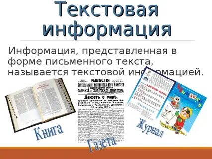 Текстовая информация представляет в виде