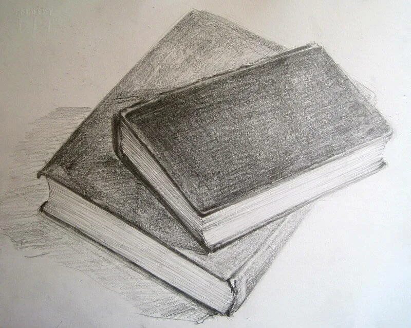 Зарисовка книги. Книга карандашом. Натюрморт с книгами карандашом. Книга набросок. Как нарисовать книгу карандашом