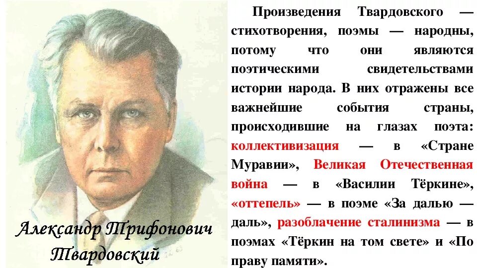 Родина поэта Твардовского. Стихотворение а.т. Твардовского.