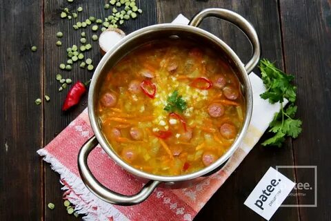 Гороховый суп с копченостями колбасой