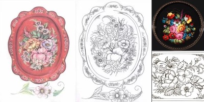 жостовская роспись раскраска