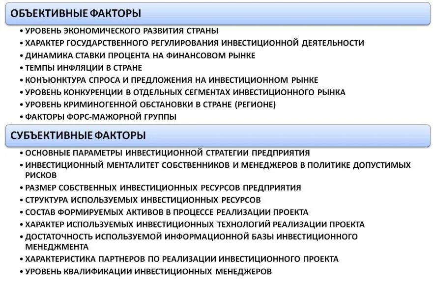 Субъективные факторы. Факторы развития предприятия. Объективные факторы.