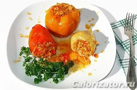 Сколько калорий перец фаршированный мясом и рисом