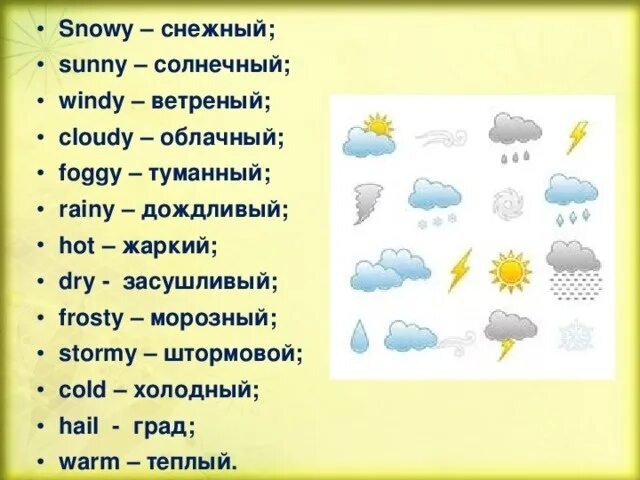 Английский язык 3 класс тема погода. Погода на английском. Слова про погоду на английском. Описание погоды на английском. Слово погода.