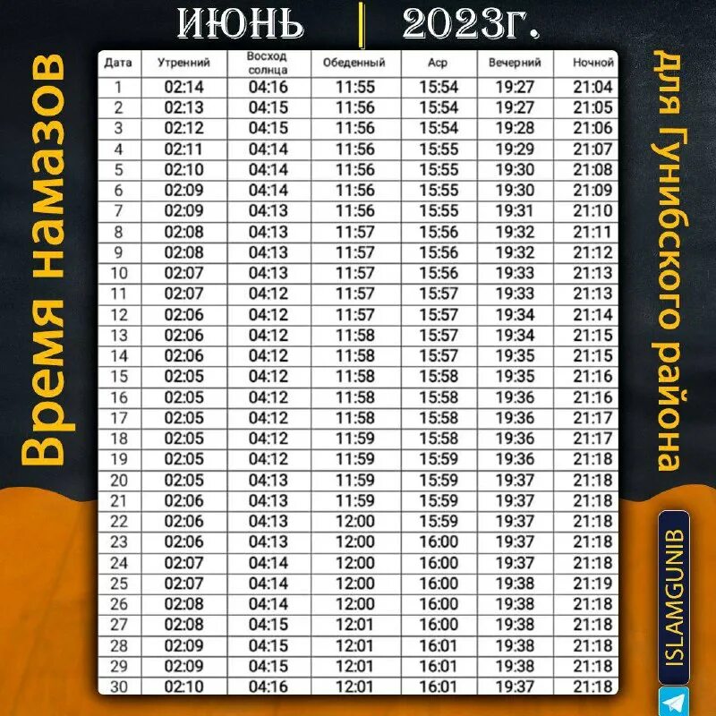 Календарь намаза 2023