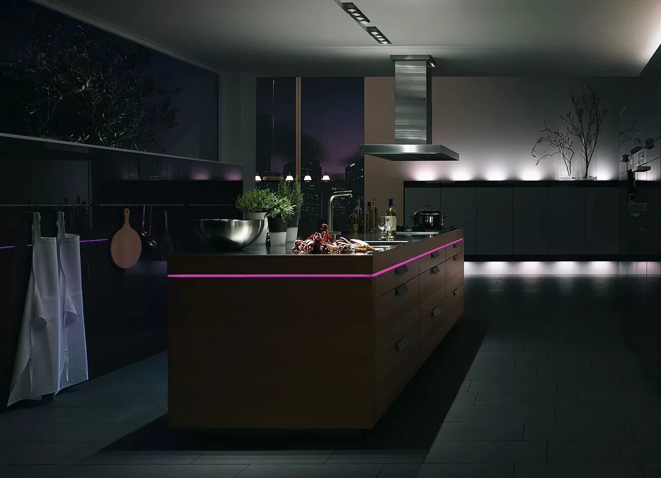 Подсветка для кухни. Стильный интерьер кухни. Современная кухня с подсветкой. Красивая подсветка кухни.