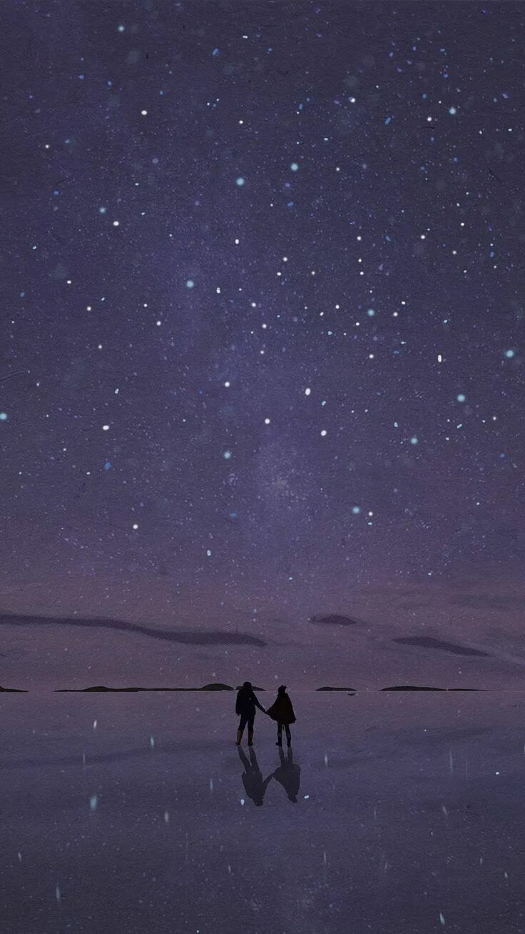 Человек наблюдает за звездами. We watch the stars. Человек на фоне звездного неба. Пейзаж любви. Космос звезды.