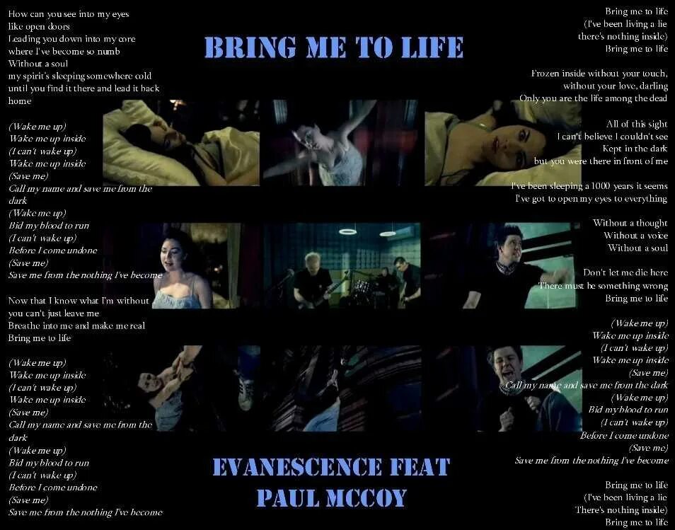 What a life перевод. Evanescence bring me to Life 2003. Пол Маккой Evanescence. Evanescence bring me фото. Bring me to Life текст.