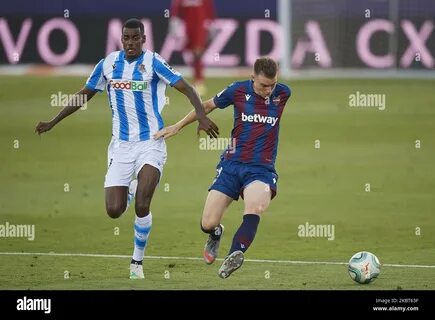 Alexander Isak of Real Sociedad compete for the ball during the Liga match ...