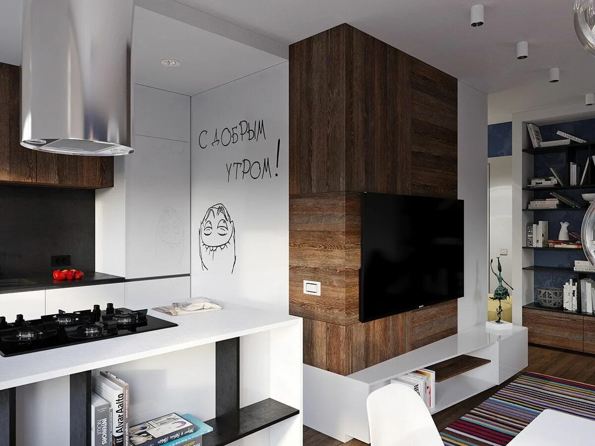 Houzz тур: 31 кв.м - квартира с "гнездом" для кота Houzz Россия