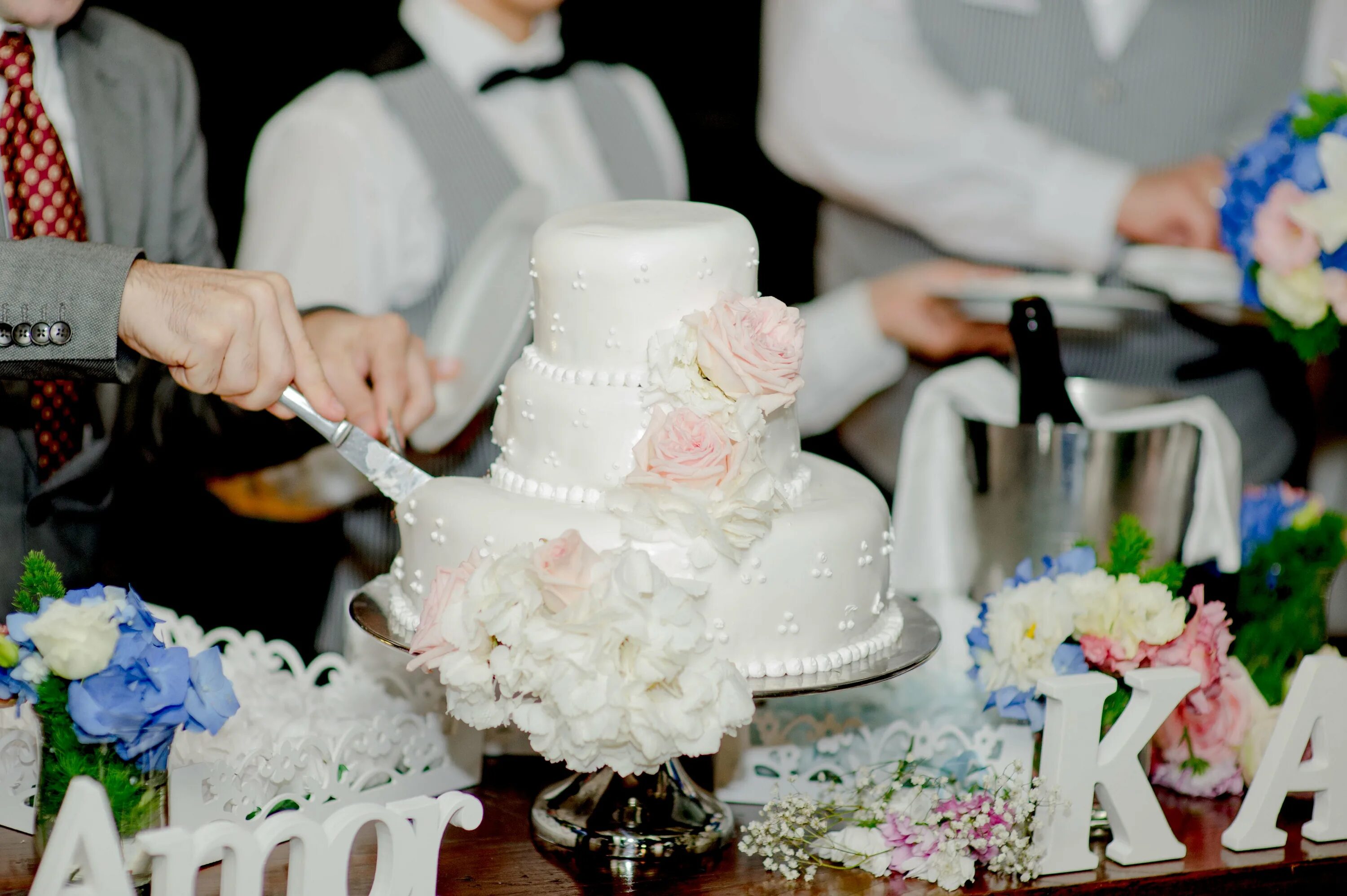 организация свадьбы. организация свадьбы. жених и невеста разрезают свадебный торт. свадебное торжество. современная свадьба.