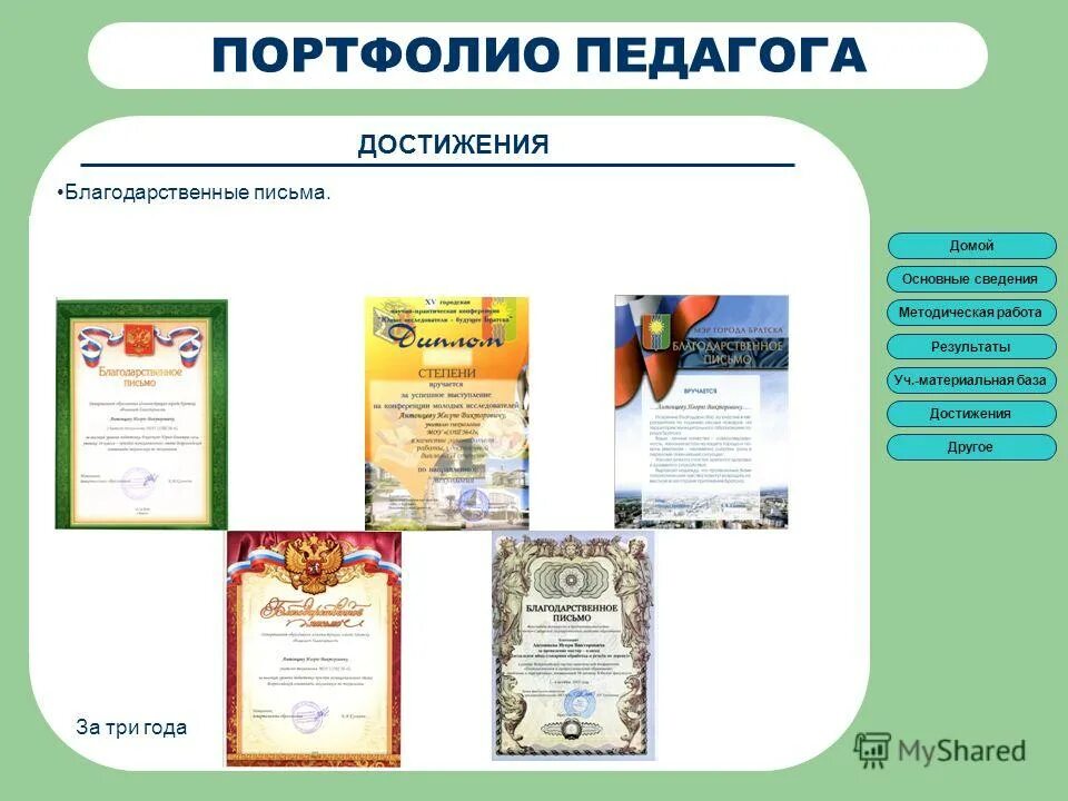 Папка достижений учителя. Папка достижений учителя