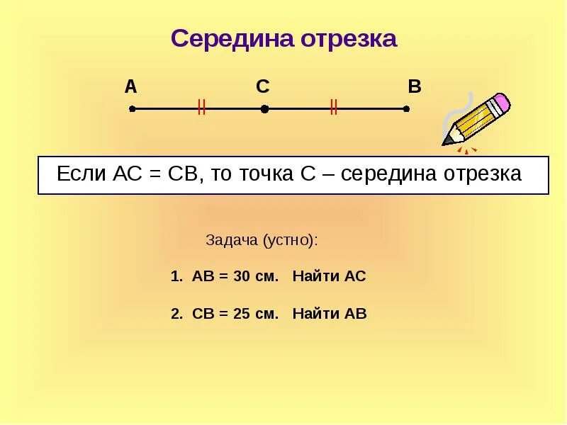 Отрезок середина отрезка чертеж