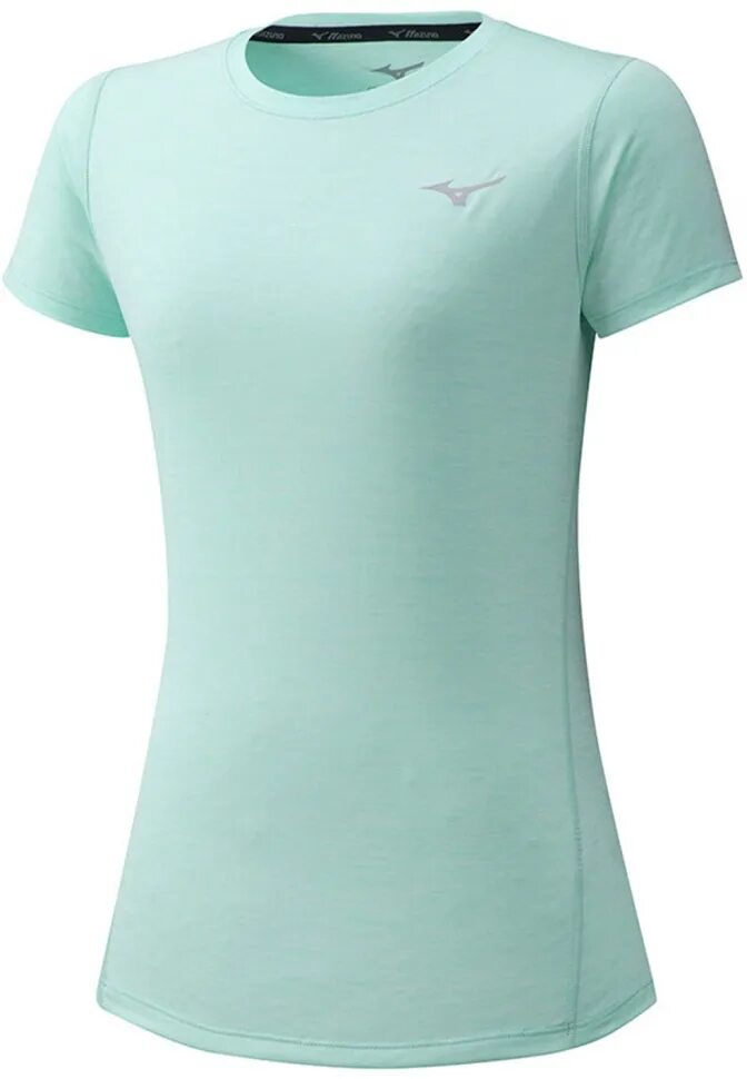 Футболка женская для бега. Футболка жен.mizuno impulse core tee сине зеленый j2ga7721. майка мизуно. футболка беговая mizuno impulse core tee, бирюзовый цве. футболка мизуно.