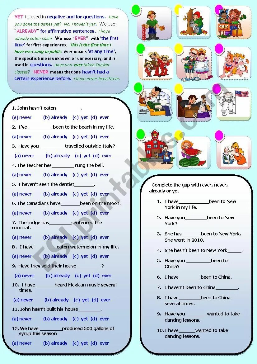 Present perfect ever never упражнения. Present perfect упражнения 7 класс Worksheet. Present perfect already yet Worksheets. Present perfect ever never just already yet. Present perfect simple 1 ever never