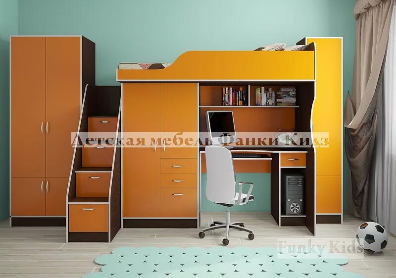 Детская мебель фанки кидз. Фанки кидз 4. Двухъярусная кровать фанки кидз. Фанки кидз 4 с кроватью. Кровать чердак фанки-4/1 + лестница-комод 13/8св + стол письменный 13/1св.
