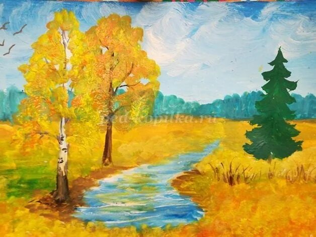 Рисунки красками для детей. Натюрморт в цвете легко. Осенний пейзаж для детей. Изо для дошкольников. Рисование зимний пейзаж.