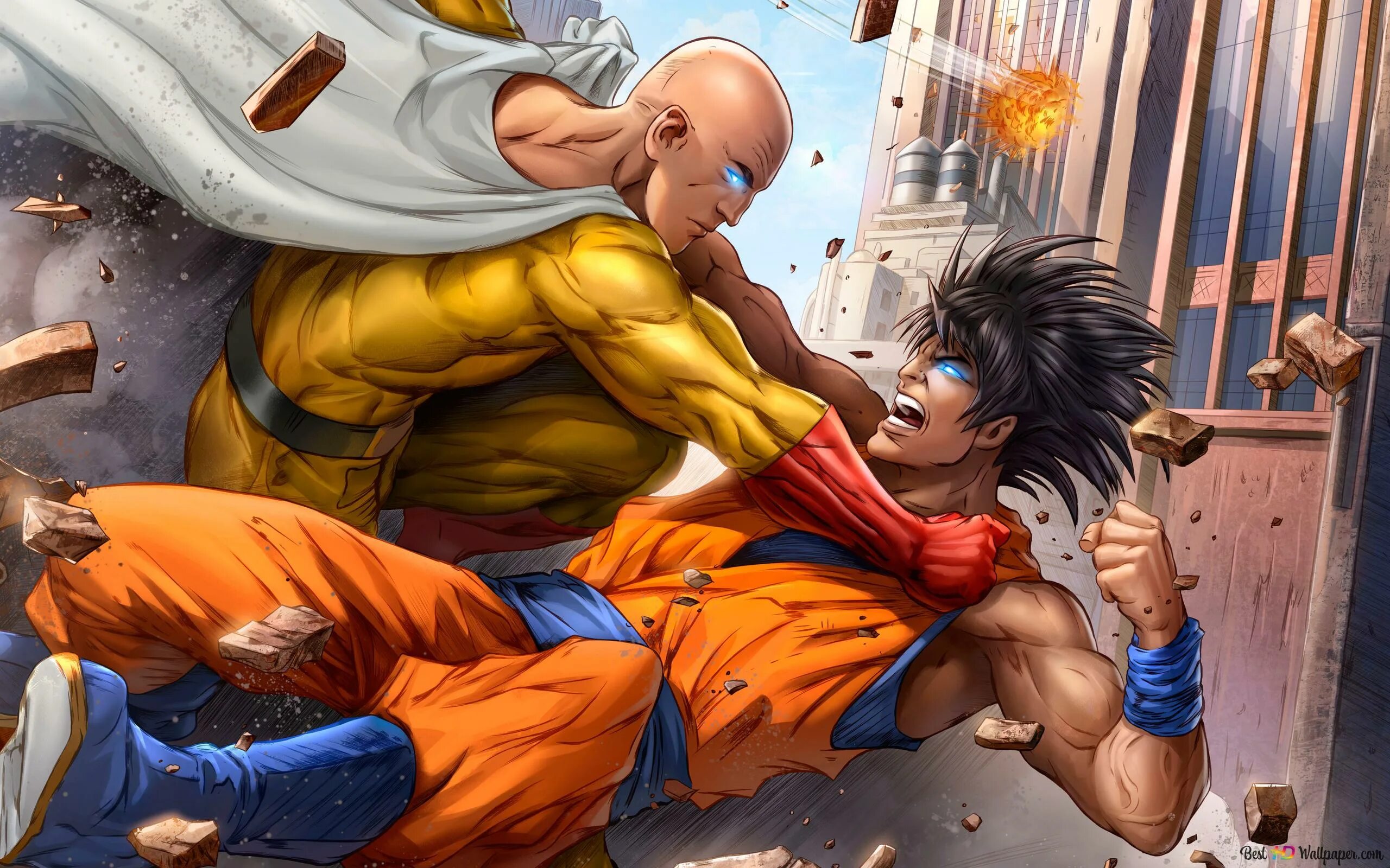 Кто сильнее сайтам или гоку. Гоку vs Сайтама. Saitama (one-Punch man). Гоку против Сайтамы арт.