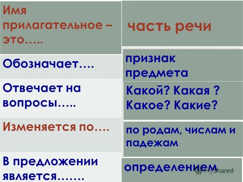 варианты склонения прилагательных.