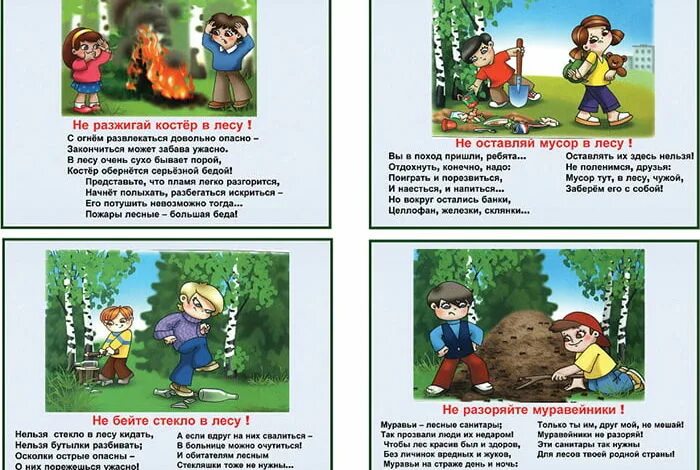 Что можно и нельзя делать 17 апреля. Правила безопасного поведения в лесу для дошкольников. Правила поведения в Дему. Безопасность в лесу для дошкольников. Правила поведения в лесу для детей.