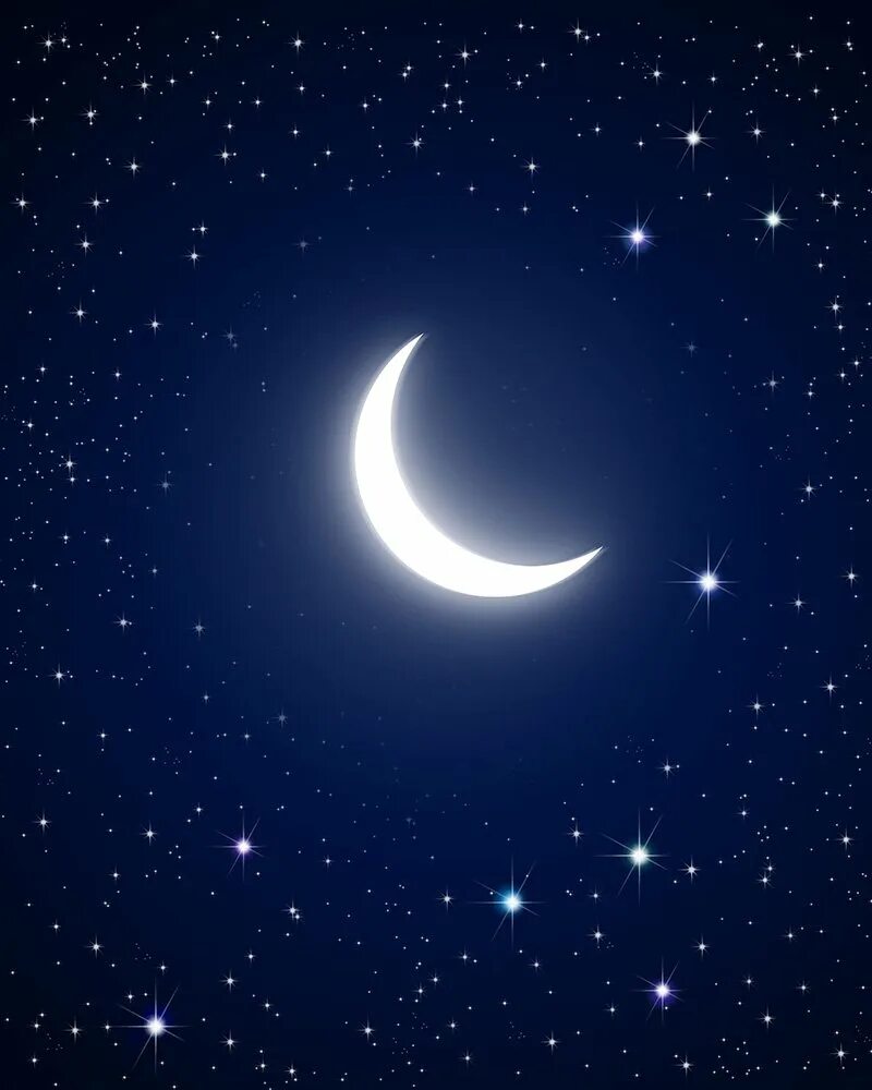 Луна месяц. Ночь месяц. Ночное небо с полумесяцем. Луна и звезды.