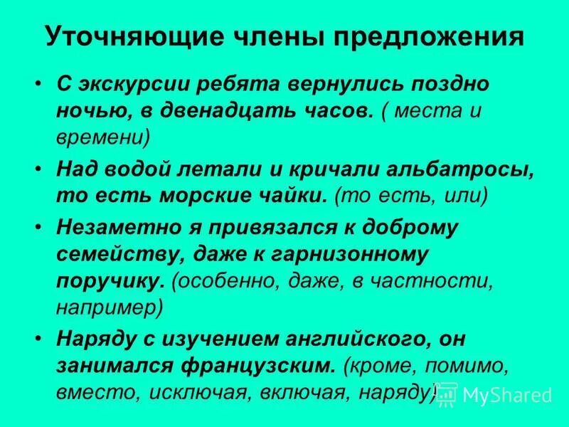 Экскурсионные предложения. Предложения с уточнением места. предложение с уточняющим словом. уточнение в предложении.