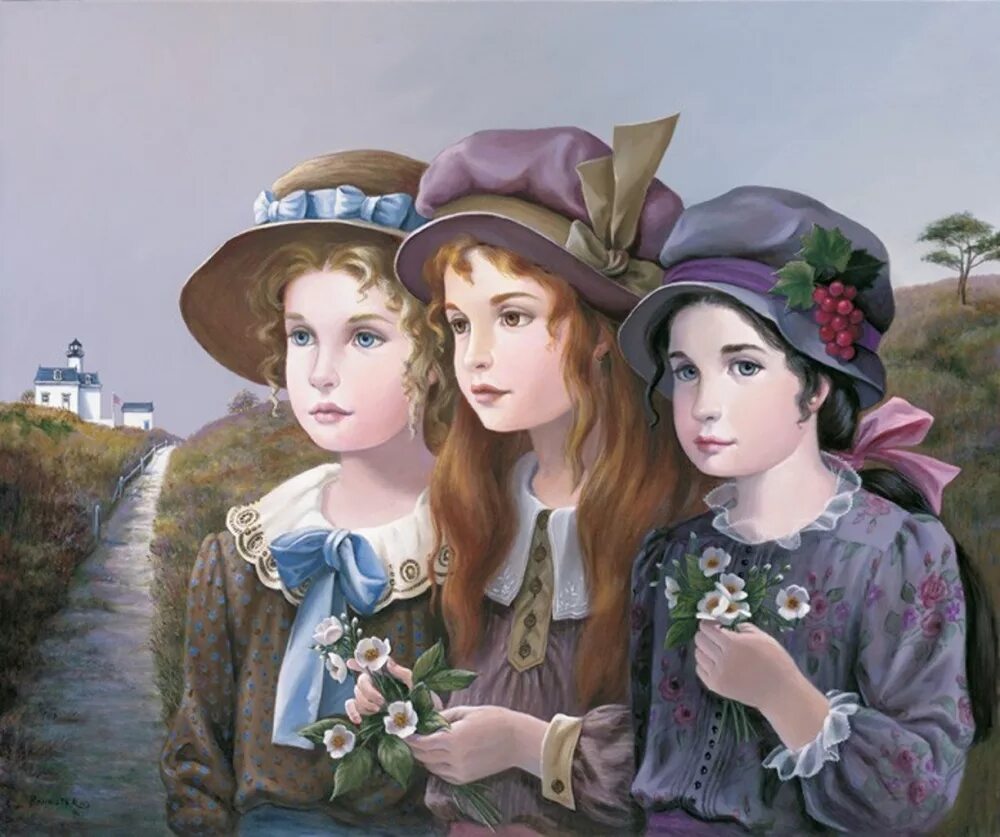 Трое сестер или три сестры. Три девочки. Три дамы. Картина 3 девочки. Три подруги живопись.