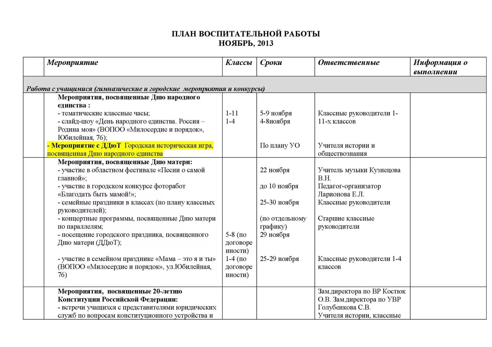 Отчет воспитательной работы классного руководителя 3 класса