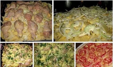 Слоеная картошка с курицей в духовке