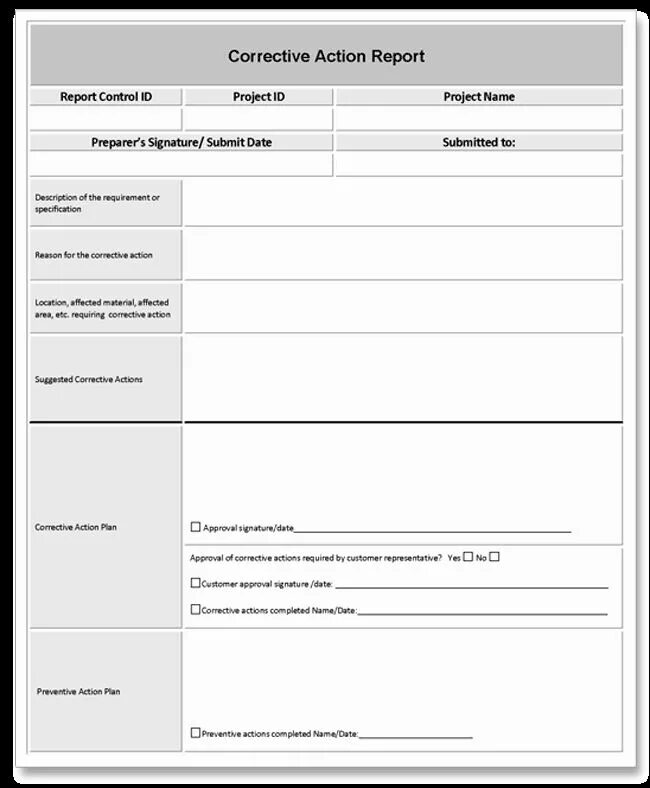 План capa образец. Corrective Action Plan Template. Конкретный Action Plan. Report пример