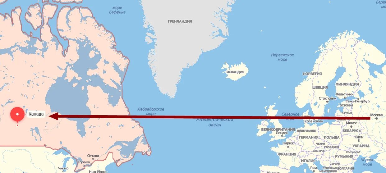 В каком направлении от лондона москва. Параллель Канады. Канада широта. Широта Канады и России. Широта Москвы и Канады.