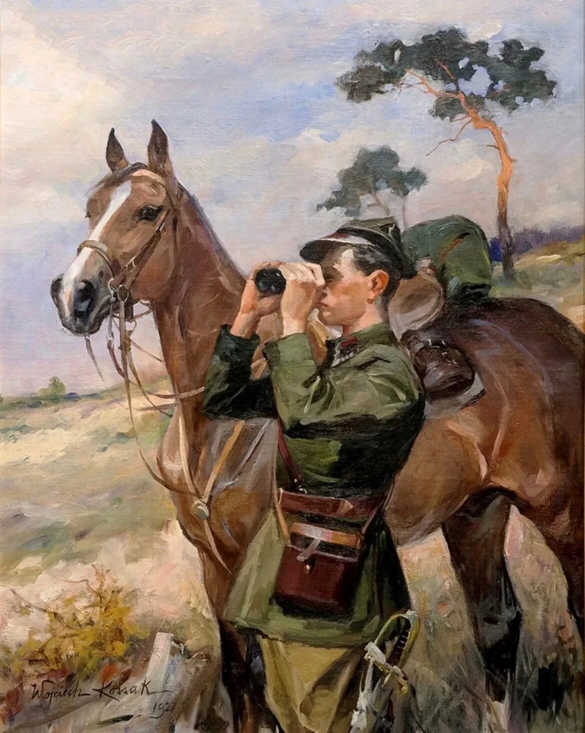 Войцех Коссак. Коссак Партизан. Войцех Коссак польский художник. Солдат на лошади.