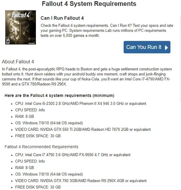 Your system requirements