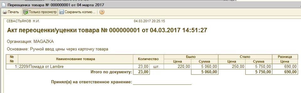 Формы уценка