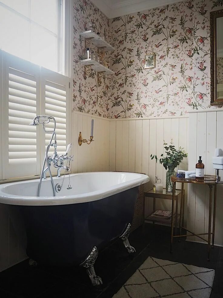 Our Downstairs toilet, fun wallpaper from Graham & Brown blue loo loo. With Fire